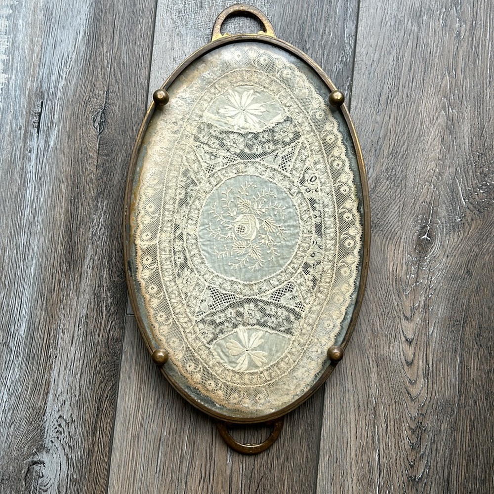Vintage Glass Brass Perfume Tray - Picture 4 of 10